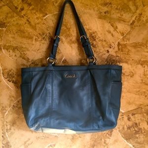 Coach East West Signature Blue Leather Tote
